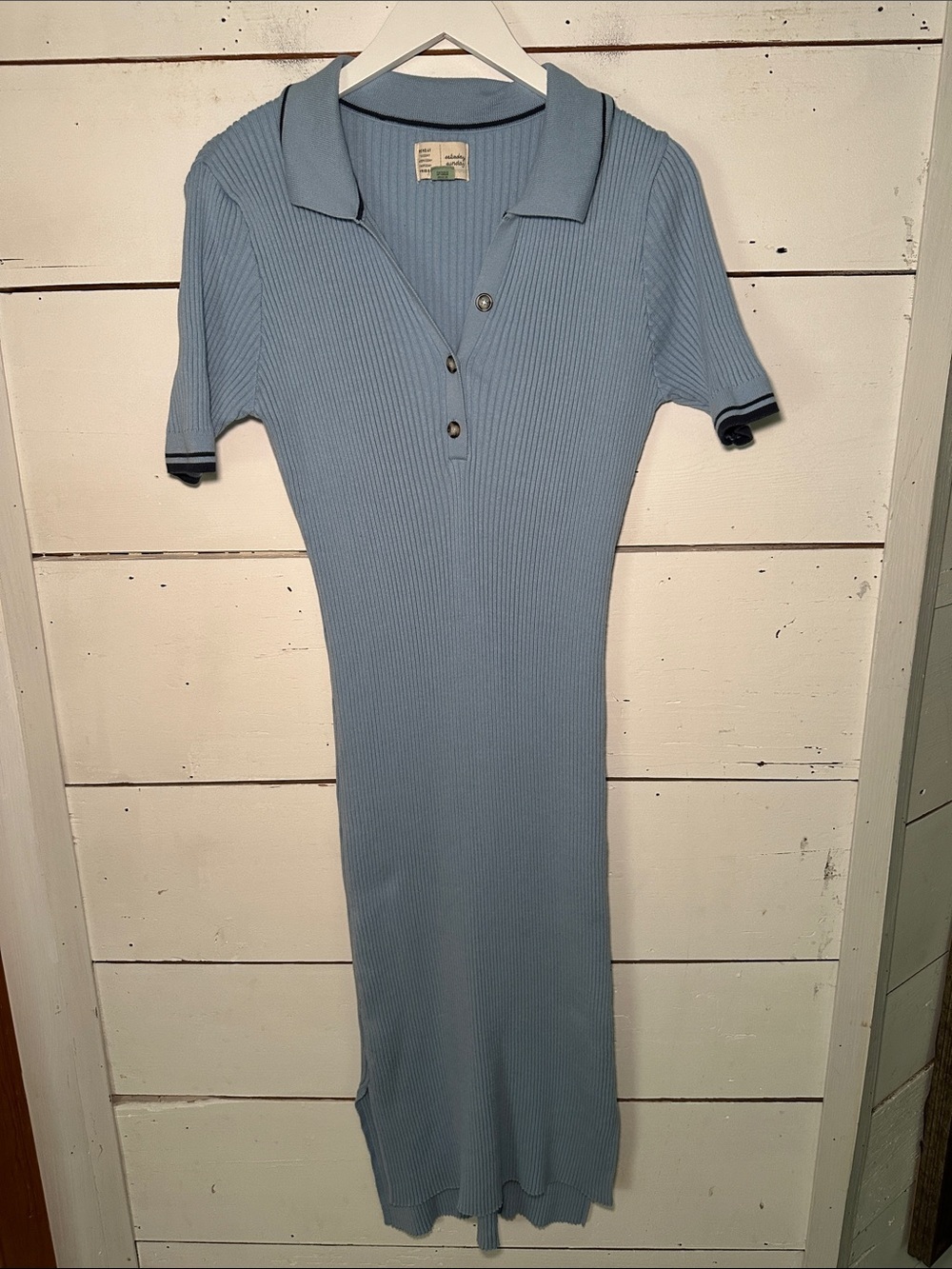 Anthropologie Saturday Sunday Ribbed Polo Midi Sweater Dress